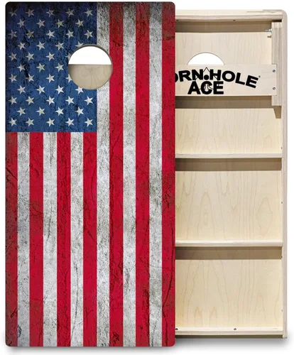Miniatura 14 de CornholeAce ACE PRO - Juego de tablas para cornhole con bandera americana, sin rebote, patas anchas triples, madera contrachapada de abedul báltico