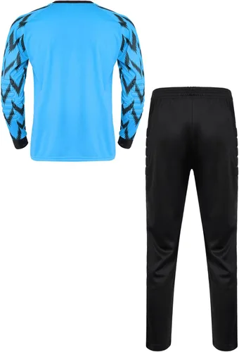 Miniatura 2 de Camisa de portero acolchada para niños, manga larga, conjunto de jersey y pantalones de fútbol para uniforme de fútbol, kit de portero para niños