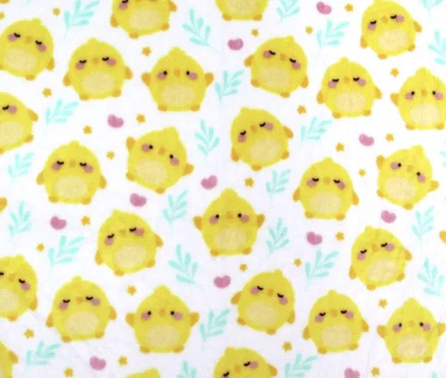 Miniatura 5 de Manta de forro polar suave para primavera de niñas y niños: bebés, pollitos, pájaros, flores en suave y acogedor amarillo, verde, rosa sobre fondo