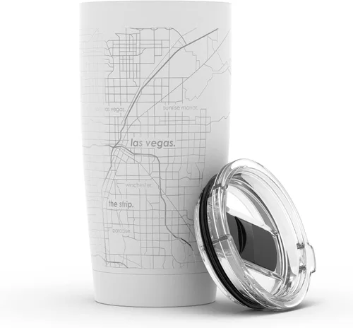 Miniatura 55 de Well Told Vaso de café aislado con diseño grabado de mapa de Atlanta Georgia, taza de acero inoxidable grabada (20 onzas, negro) con diseño de mapa