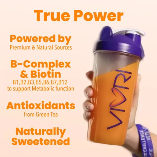 Miniatura 3 de VIVRI Power Me! Sabor a naranja y mango, 30 porciones, té verde, guaraná, yerba mate, complejo B y endulzado naturalmente
