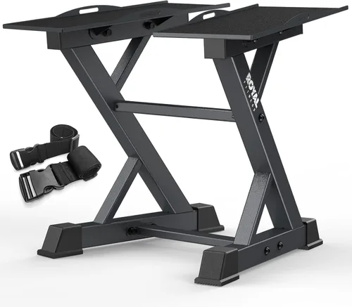 Miniatura 10 de Estante Ajustable para Mancuernas Estante de Pesas Resistente, Soporte de Almacenamiento de Mancuernas para Gimnasio en Casa con Base 2-Negro
