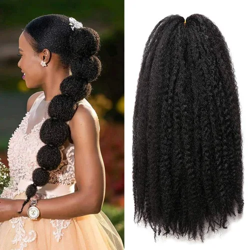 1 paquete de 18 pulgadas Marley trenzado de cabello trenzado Marley Twist Braids Hair Long Afro Kinky Marley para Butterfly Locs Crochet Hair (1B#)