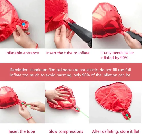 Miniatura 3 de 12 globos de aluminio con forma de corazón rojo, globos de 18 pulgadas, decoraciones de papel de aluminio adecuados para fiestas de cumpleaños