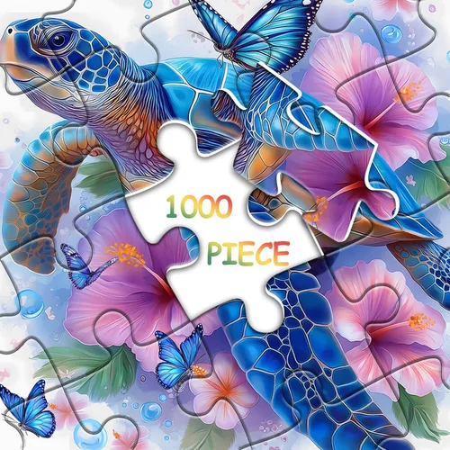 Miniatura 8 de Rompecabezas de Tortugas Marinas para Adultos 1000 Piezas, Rompecabezas de Arte Floral Animal de PICKFORU Naturaleza, Rompecabezas Únicos