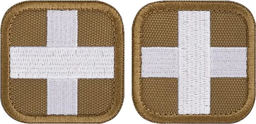 Miniatura 14 de LIVANS Medic Cross Morale Patch, parche médico blanco de primeros auxilios, parches tácticos de gancho y bucle EMT, 2 paquetes para mochilas Rojo