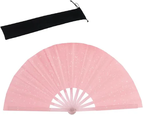 Miniatura 16 de HeyToo Ventilador de mano plegable grande y brillante para fiesta, club nocturno, festival, Halloween, accesorios de traje de 13 pulgadas, azul