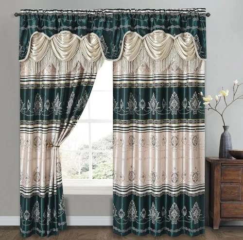 Miniatura 11 de GOHD Harmony Horizon. Panel de cortina jacquard con cenefa de lujo adjunta. Juego de 2 piezas. Cada pieza de 54 pulgadas de ancho x 90 pulgadas
