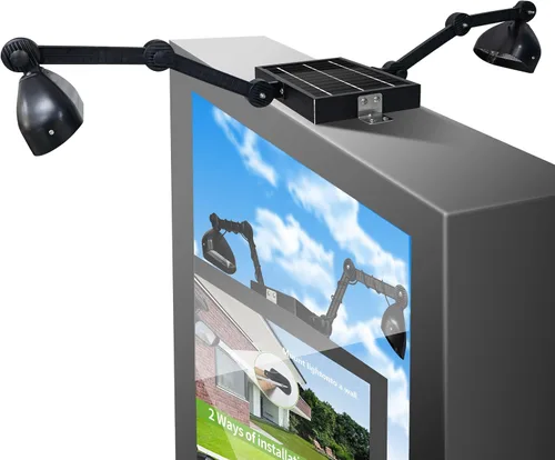 Miniatura 9 de Luz de señal solar comercial, panel solar de 5.5 V 5.2 W y cabezales de lámpara de aluminio de metal, luz de cartelera 3.7 voltios 5200 mAh
