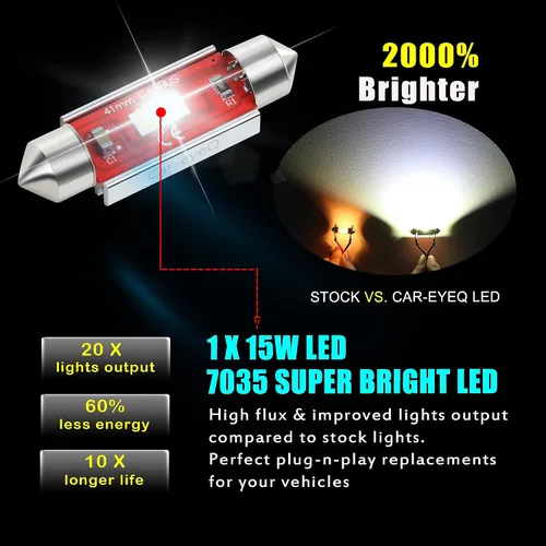Miniatura 4 de Focos LED Festoon DE3175 DE3021 de 1.220 in, mapa interior, cúpula, maletero, luces de lectura, blanco de 6000 K, DE3022 3022 3021, 480 lúmenes