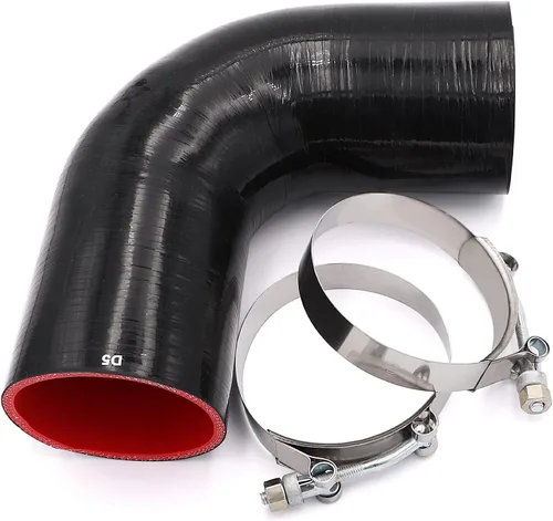 Miniatura 14 de Acoplador de codo de 90 grados de 4 capas de manguera de silicona de 2 pulgadas (51 mm) con abrazaderas de perno en T para tubo de intercooler