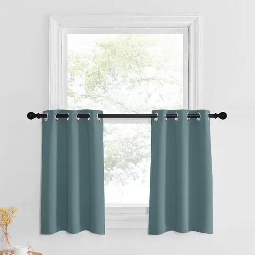 Miniatura 75 de NICETOWN Cortinas opacas de cocina para ventana sobre el fregadero, aislamiento térmico, decoración del hogar, pequeños niveles opacos con ojales