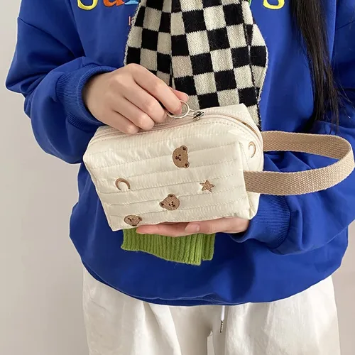 Miniatura 4 de Bolsa de maquillaje Kawaii Bear Coquette, bolsa para cosméticos y cosméticos, bolsa organizadora de viaje, bonita bolsa acolchada para artículos