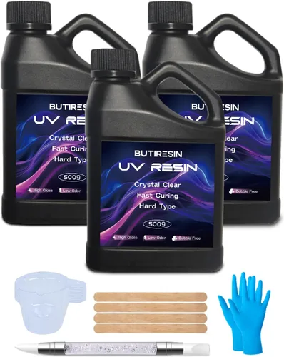 Miniatura 8 de Kit de Resina UV ButiResin 300g, Resina UV Transparente - Curado Rápido, Cristalino, Inodoro, Baja Viscosidad y Tipo Duro, Kit de Resina UV