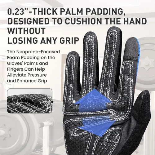Miniatura 2 de Guantes de entrenamiento de dedo completo para levantamiento de pesas para hombres y mujeres con relleno, guantes de ejercicio de gimnasio de mano
