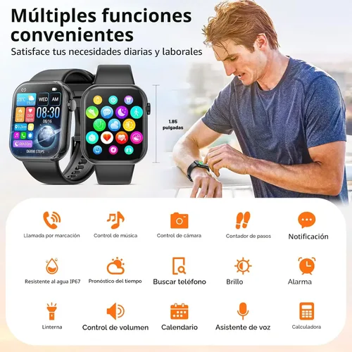 Miniatura 6 de Hwagol Reloj Inteligente (Contestar/Hacer Llamadas) Rastreador de Fitness de 1.85 Pulgadas, Esferas DIY/Podómetro/Calorías/Múltiples Modos