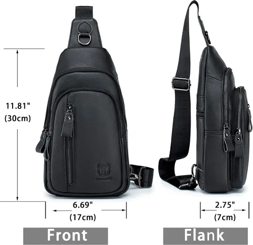 Miniatura 16 de LUKZIJAES Bolso bandolera de cuero genuino para hombre