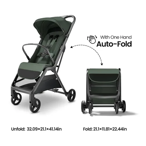 Miniatura 4 de MAMA & BABY Packa - Cochecito de viaje compacto, ligero, plegable con una sola mano, portátil y plano, cochecito para recién nacidos y niños Gris