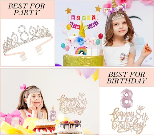 Miniatura 23 de Decoraciones de cumpleaños de 30 años para ella, banda y corona de cumpleaños de 30 años, adorno para pastel de cumpleaños y velas, tarjeta