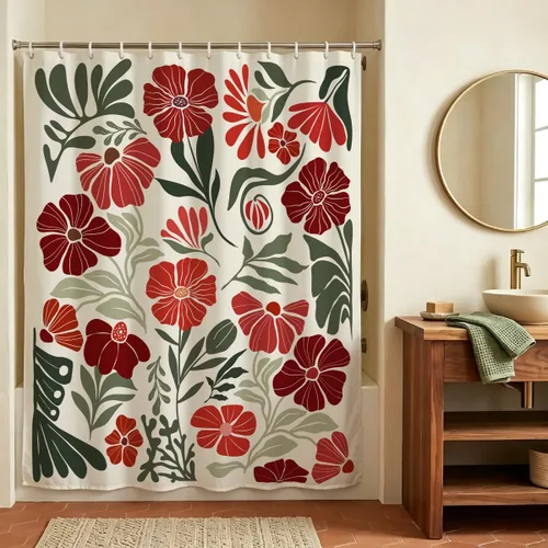 Miniatura 19 de Black Floral Shower Curtain Stall Small Half Single Mini Boho Flower Farmhouse Vintage Gothic Abstarct Retro Funky Botanical Moody Fabric Cloth