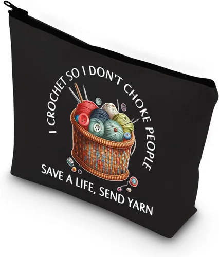 Miniatura 8 de BDPWSS Regalo de ganchillo para amantes - I Crochet So I Don't Choke People, Save A Life Send Yarn - Bolsa de maquillaje, regalo de tejer, Hilo