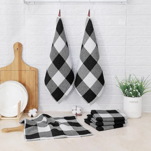 Miniatura 7 de Mordimy Trapos de cocina a cuadros 100% algodón, 12 x 12 pulgadas, súper suaves y absorbentes, de secado rápido, trapos de cocina para cocina