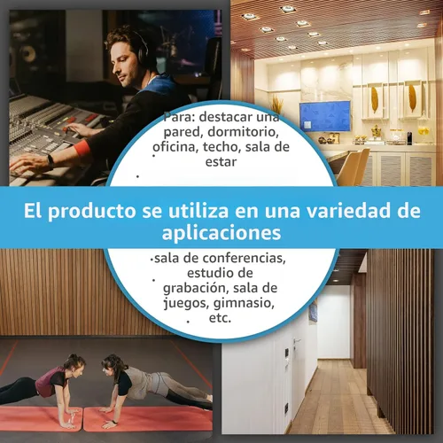 Miniatura 6 de Art3d 2 paneles acústicos de listones de madera para pared y techo, panel de absorción de sonido acanalado 3D con acabado de madera, negro mate