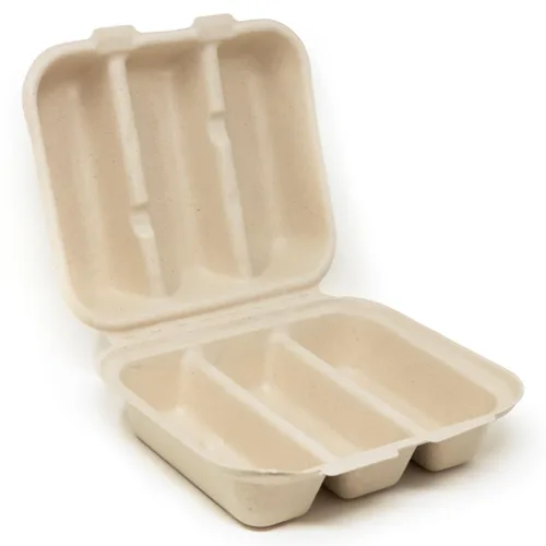 Miniatura 2 de World Centric - TO-SC-T3 Contenedores 100% compostables para llevar, hechos de fibra vegetal sin blanquear, contenedores de 3 compartimentos