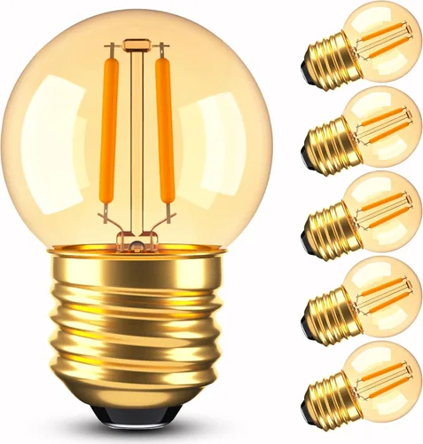 Bombillas LED G40 Edison de filamento mini globo de 1 W equivalente a 10 vatios incandescentes - E26 base de tornillo bombillas LED ultra cálidas