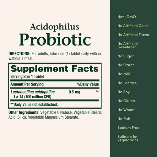 Miniatura 6 de Nature's Bounty Lactobacillus Acidophilus Suplemento Probiótico - Probiótico Diario para la Salud Digestiva de Mujeres/Hombres, 100 Millones