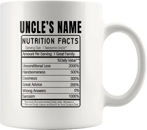 Miniatura 10 de Panvola Uncle Nutrition Facts Label From sobrino Hermano Hermana Día del Padre Nuevos tíos Divertidos Familia Reunión Taza de café de cerámica 11oz