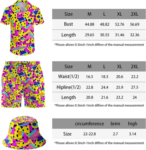 Miniatura 7 de Conjunto deportivo de 2 piezas para hombre, camisa hawaiana, pantalones cortos, camisa con botones y pantalones cortos con sombreros de pescador