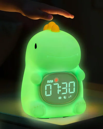 Miniatura 20 de Yiliaw Reloj despertador para niños con luz nocturna, reloj de entrenamiento para dormir, reloj de hora de despertar, luz de silicona recargable