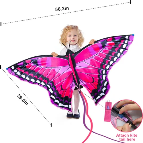 Miniatura 8 de TOY Life Cometa de mariposa para niños, fácil de volar, cometa grande para niños, cometas para niños y adultos, fácil de volar, cometas grandes
