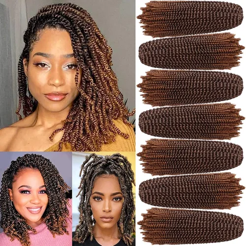 Miniatura 17 de Xtrend - Cabello trenzado de ganchillo con rizos de resorte, color rojo cobrizo, 12 pulgadas, para rizos de mariposa de imitación, extensiones