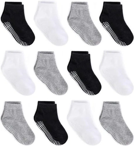 Zaples Calcetines de tobillo antideslizantes con agarre antideslizante para niños y niñas, corte bajo para bebés y niños pequeños