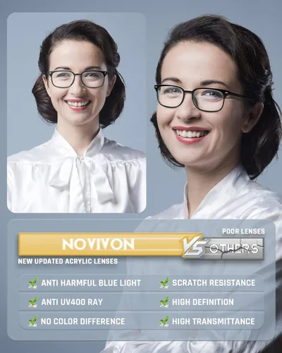 Miniatura 5 de NOVIVON Reading Glasses for Women, Reading glasses men, Blue Light Blocking Readers, Computer eye glasses, Cheaters Negro claro