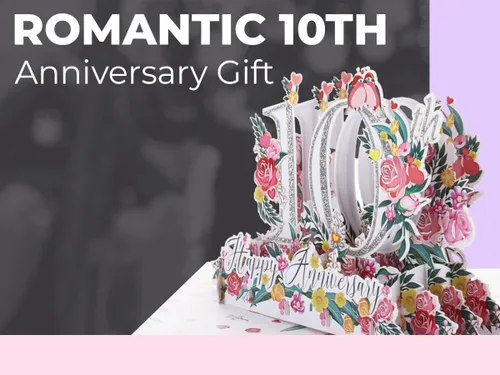 Miniatura 9 de iGifts And Cards Tarjeta de Felicitación Emergente 3D del Feliz 10º Aniversario Hito - Pareja Perfecta, Matrimonio, Boda, Elegante, Almas Gemelas