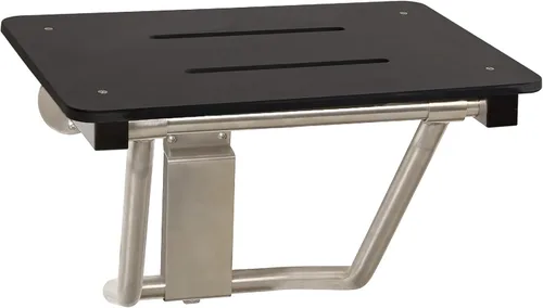 Asiento de ducha plegable de montaje en pared negro de 32" x 15", compatible con ADA