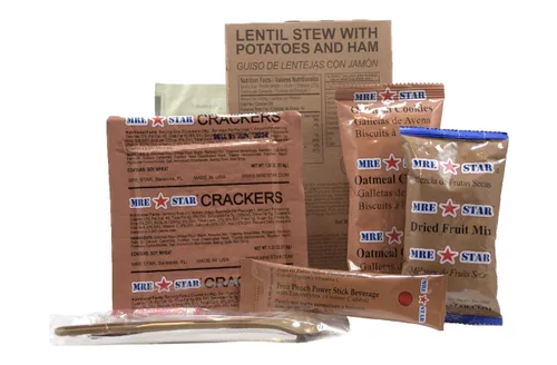 Miniatura 6 de MRE STAR Survival - Caja de comidas de emergencia listas para comer con accesorios y FRH, embalaje compacto y ligero, vida útil prolongada, 12