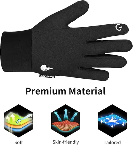 Miniatura 5 de SAWANS Guantes de ciclismo para niños y niñas, térmicos, resistentes al viento, antideslizantes, para pantalla táctil, de 4 a 12 años, guantes