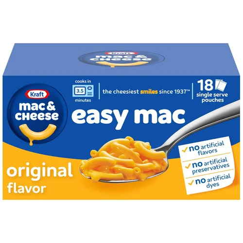Kraft - Cena de macarrones y queso de sabor original, práctica para microondas (paquetes de 18 unidades)