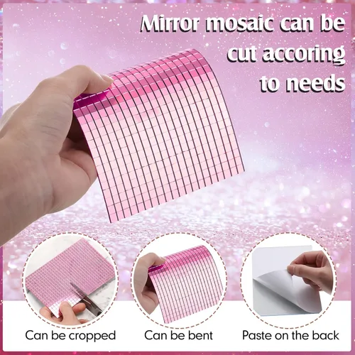 Miniatura 3 de 10800 espejos autoadhesivos, azulejos de mosaico, azulejos de espejo cuadrados de vidrio, azulejos de espejo de bola de discoteca para decoración