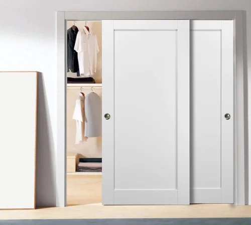Miniatura 2 de Puerta corrediza SARTODOORS Quadro 4111 Bypass Puertas interiores, sin vidrio, MDF, 36x80, blanco, accesorios de estilo moderno incluidos