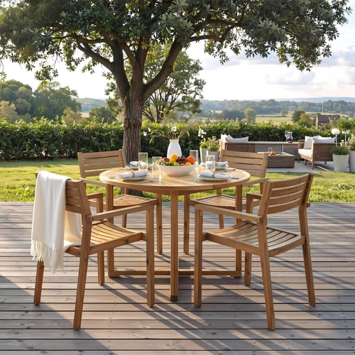 Miniatura 12 de Quarte Moderno juego de comedor de patio al aire libre de 5 piezas, juego de barra de mimbre de ratán de polietileno para jardín, 4 sillas de altura