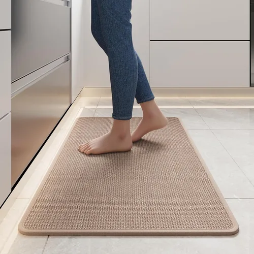 Miniatura 11 de YDKGL Tapetes de cocina para piso, alfombras de cocina súper absorbentes, antideslizantes, lavables, de lino sintético suave trenzado, alfombra