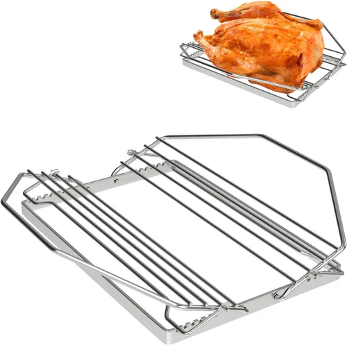 Estante ajustable para asado de pavos para parrilla o ahumador, estante de asado de alambre para aves de corral, estante para hornear para pavo,