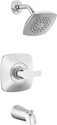 Delta Faucet Modern Kit de Acabado Cromado de Una Sola Manija para Bañera y Ducha, Grifo de Ducha con Cabezal de Ducha de Un Solo Rociador
