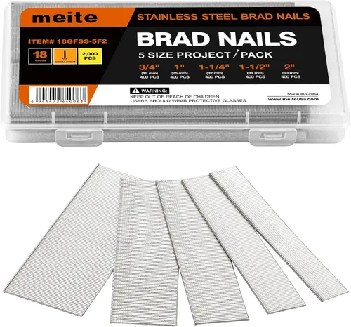 Miniatura 19 de meite Clavos Brad de Acero Inoxidable Calibre 18, Clavos Brad de 18GA de 3/4 Pulgada, Clavos Pequeños de Acabado de Acero Inoxidable 304