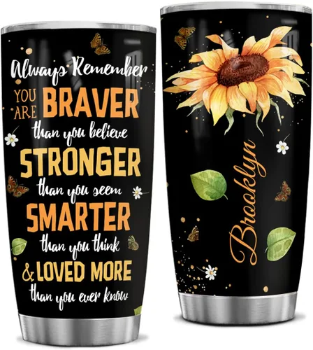 Miniatura 27 de winorax Regalos inspiradores personalizados con girasol, regalos cristianos victoriosos para mujeres, cumpleaños, Navidad, vasos de 20 onzas, vaso